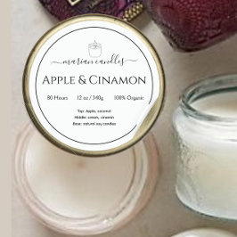 Modernes Personalisiertes Schwarz-Weiß-Kerzen-Labe Runder Aufkleber