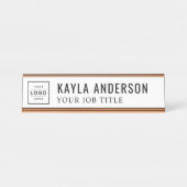 Modernes Personalisiertes Schwarz-Weiß-Logo Schreibtischnamensplakette (Vorderseite )