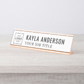 Modernes Personalisiertes Schwarz-Weiß-Logo Schreibtischnamensplakette (Vorderseite )