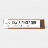 Modernes Personalisiertes Schwarz-Weiß-Logo Schreibtischnamensplakette (Vorderseite )