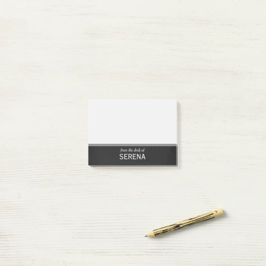 Modernes personalisiertes Schwarzweiss-4" x 3" Post-it Klebezettel (Auf Schreibtisch)