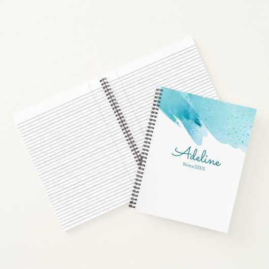 Modernes Personalisiertes Simple Script Blue Noteb Notizblock (Innenseite)