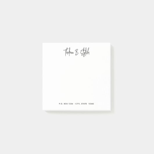 Modernes, Personalisiertes Skript Post it Notes Post-it Klebezettel (Vorderseite)