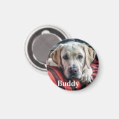 Modernes Personalisiertes Tier Foto Name Hund Love Magnet (Vorderseite/Rückseite)