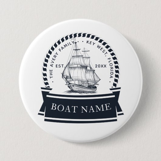 Modernes Personalisiertes Wasserschiff Button (Vorderseite)
