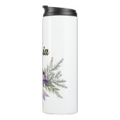 Modernes Personalisiertes Weiß und Lila Blumen Thermosbecher (Nach rechts gedreht)