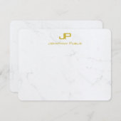 Modernes Personalisiertes, weißes Marmordesign Mitteilungskarte (Vorne/Hinten)