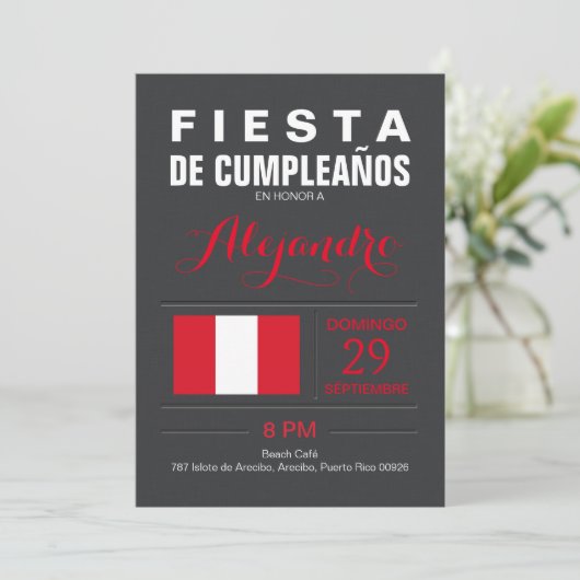 Modernes: Peru-Party Einladung (Stehend Vorderseite)