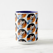 Modernes Pet Foto Blue Paw Print Patches Tasse (Zentrum)
