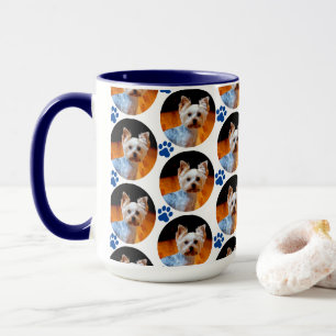 Modernes Pet Foto Blue Paw Print Patches  Tasse