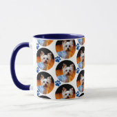 Modernes Pet Foto Blue Paw Print Pattern Tasse (Links)