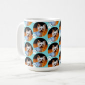 Modernes Pet Foto Druckmuster Türkis Blau Kaffeetasse (Vorderseite Links)