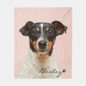 Modernes Pet-Foto Fügen Sie Ihren Namen Paw Print Fleecedecke (Vorderseite)