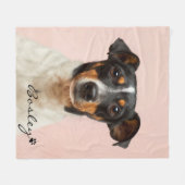 Modernes Pet-Foto Fügen Sie Ihren Namen Paw Print Fleecedecke (Vorderseite (Horizontal))