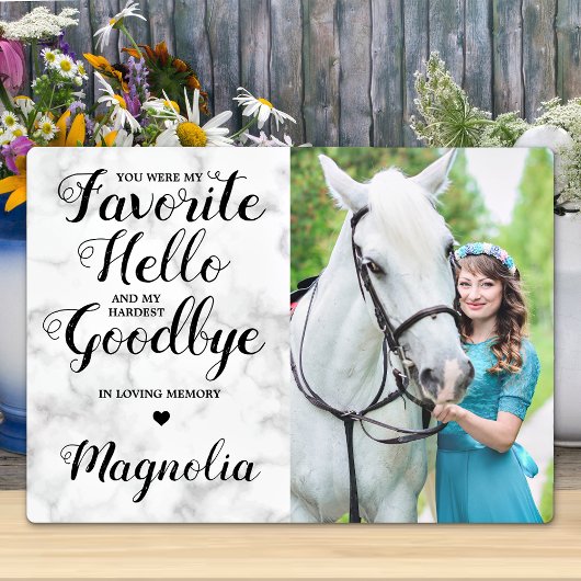 Modernes Pet Horse Loss Personalisiertes Memorial  Fotoplatte