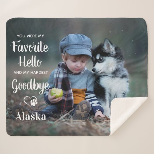 Modernes Pet Memorial Personalisiert Dog Foto Sherpadecke (Vorderseite (Horizontal))
