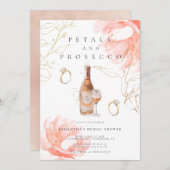 Modernes Petal und Prosecco-Brautparty Einladung (Vorne/Hinten)