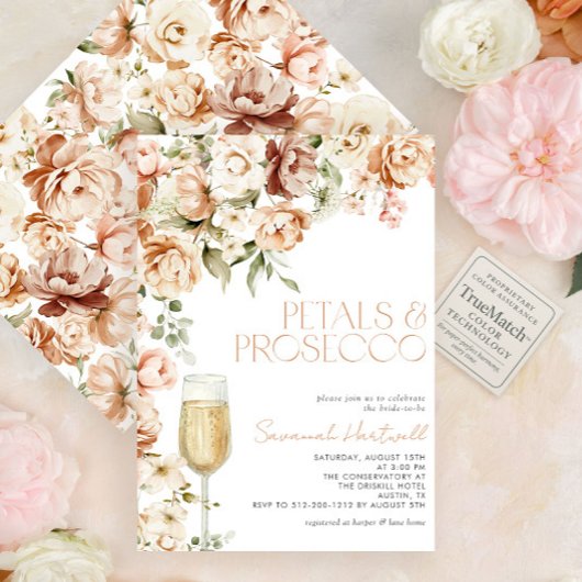 Modernes Petals & Prosecco Brautparty Einladung