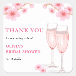 Modernes Petals & Prosecco Brautparty Vielen Dank Quadratischer Aufkleber