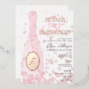 Modernes Petals & Prosecco Rose Brautparty Folieneinladung