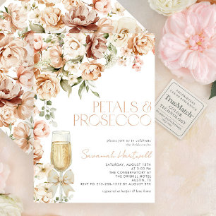 Modernes Petals- und Prosecco-Brautparty Einladung