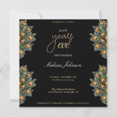 Modernes Pfauenfeathers Silvester-Party Einladung (Vorderseite)