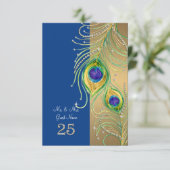 Modernes Pfauenfederhaus Personalisierte Platzkart Einladung (Stehend Vorderseite)
