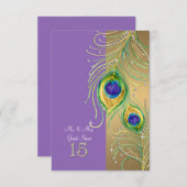 Modernes Pfauenfederhaus Personalisierte Platzkart Einladung (Vorne/Hinten)