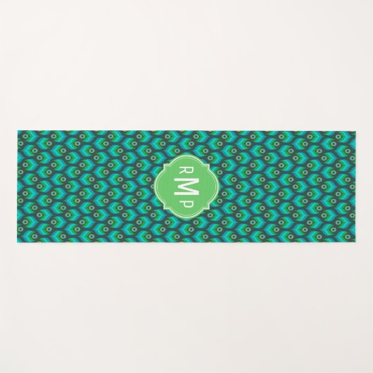 Modernes Pfauenfedermuster Yogamatte (Vorderseite (Horizontal))