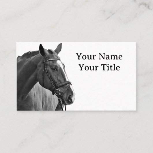 Modernes Pferd Schwarz und Weiß Reittiere Visitenkarte (Vorderseite)