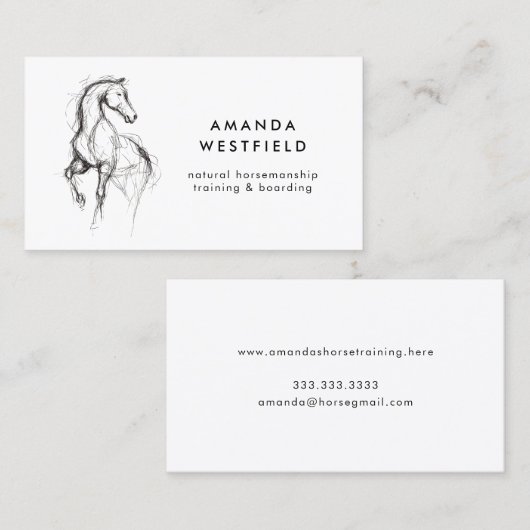 Modernes Pferd Zeichnend Pferderasse Visitenkarte (Vorne/Hinten)