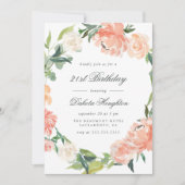 Modernes Pfirsich & Creme Wasserfarbe Blumengeburt Einladung (Vorderseite)