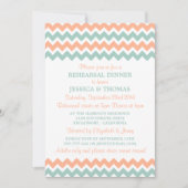 Modernes Pfirsich & Minze Zickzack Probe Abendesse Einladung (Vorderseite)