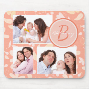 Modernes Pfirsichblumenmuster Personalisiertes Fot Mousepad