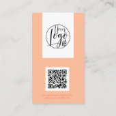 Modernes pfirsichfarbenes Foto qr-Logo Visitenkarte (Rückseite)