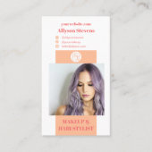 Modernes pfirsichfarbenes Foto qr-Logo Visitenkarte (Vorderseite)