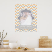 Modernes pfirsichgraues, Zickzack Hochzeitsplakat  Poster (Küche)