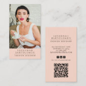 Modernes pfirsichrosa Berufliches Foto Visitenkarte (Vorne/Hinten)