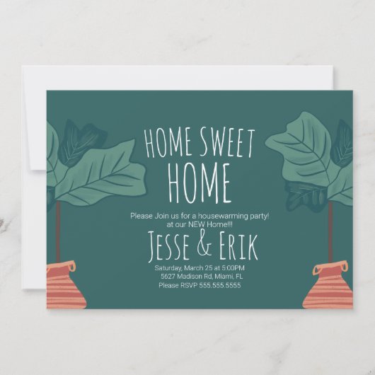 Modernes Pflanze Fiddle Feigenbaum Party Einladung (Vorderseite)