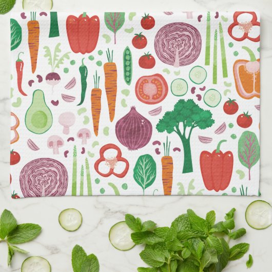 Modernes Pflanzenmuster Geschirrtuch (Gefaltet)