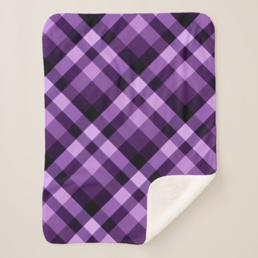 Modernes Pflaumenmuster Lila Kariert Kleines Sherp Sherpadecke (Vorderseite)