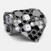 Modernes Pickleball-Muster Schwarz-Weiß Krawatte (Gerollt)
