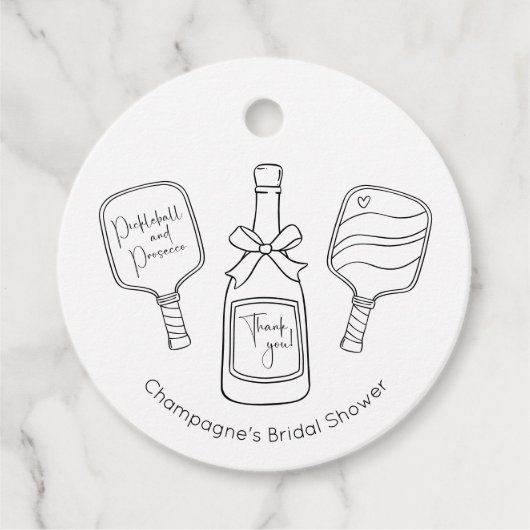 Modernes Pickleball Prosecco Brautparty Vielen Dan Geschenkanhänger (Vorderseite)