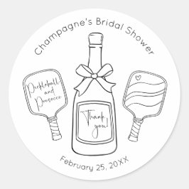 Modernes Pickleball Prosecco Brautparty Vielen Dan Runder Aufkleber