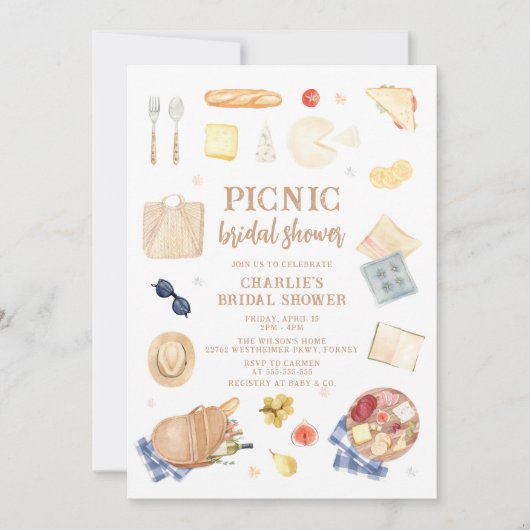 Modernes Picnic-Brautparty Einladung (Vorderseite)