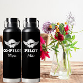 Modernes PILOT-Typografie-Flugzeug, Schwarz/Weiß Trinkflasche