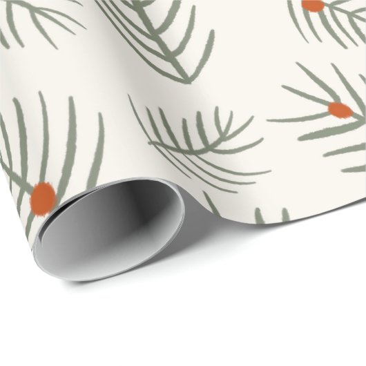 Modernes Pine Green Needles Muster Geschenkpapier (Rolleneckpunkt)