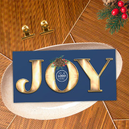 Modernes Pine Navy Blue Gold Metal Joy Business Lo Feiertagskarte