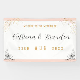 Modernes Pink & Black Gold Dots Hochzeitsbanner Banner
