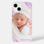 Modernes Pink Blue Foto Niedlich Girl Personalisie Case-Mate iPhone Hülle (Rückseite)